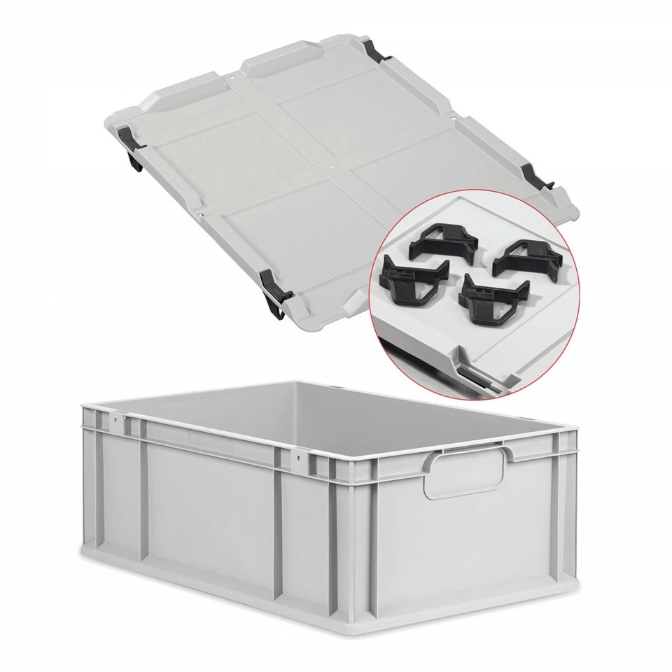 GOODSFORBUSINESS GMBH Eurobox NextGen Economy mit Auflagedeckel 60x40x22cm, Behälter Aufbewahrungsbox