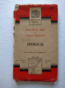 1956 Ordnance Survey 1 Zoll Stoff Karte von Ipswich - Bild 1 von 1