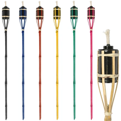 113cm Bamboo Garden Fire Torches Outdoor Pathway Paraffin Oil Tiki Lantern - Image 1 of 3