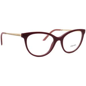 Prada Eyeglasses VPR 17W TY7-1O1 Bordeaux/Gold Cat Eye Frame Italy 53[]19 140 - Picture 1 of 6