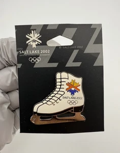 2002 Winter Olympic Salt Lake City White Ice Skates Enamel Lapel Pin - Picture 1 of 6