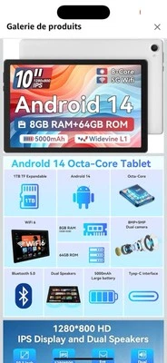tablette android 10 pouces 64 Gb - Photo 1/2
