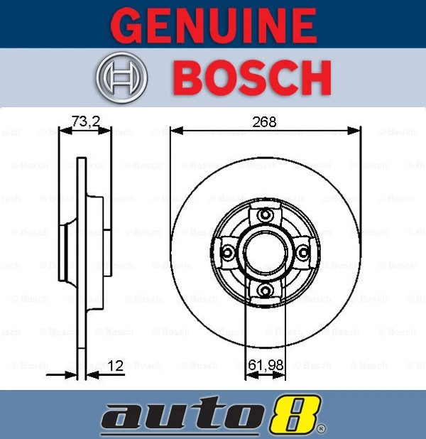 Bosch Rear Brake Rotor for CITROEN DS 4 / DS 4 CROSSBACK NX_ THP 165 [07/15-12/1 - Image 1 of 1