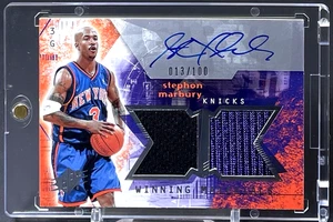 ( /100 ) Stephon Marbury 2004-05 SPx Winning Materials Dual Jersey On Card Auto - Picture 1 of 2