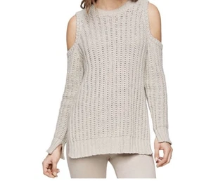 Suéter BCBGMaxAzria "Tressa" Marrón Claro Hombro Frío Talla XS Tejido De Gran Tamaño - Imagen 1 de 8
