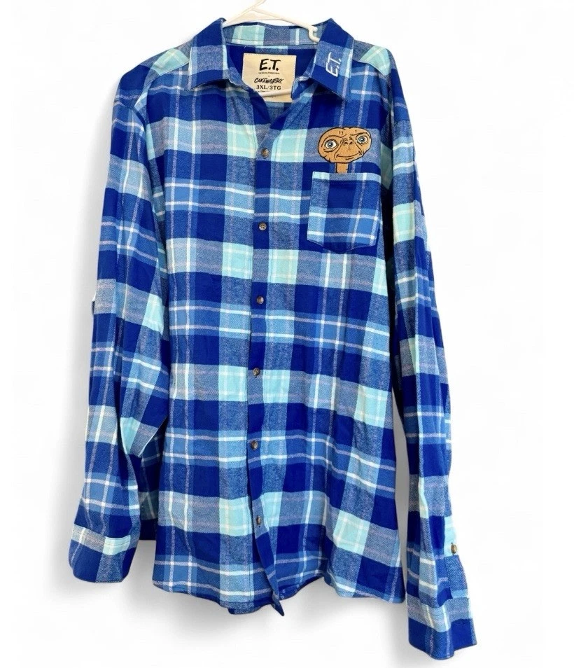 Camisa de franela para el hogar teléfono ET universal Cakeworthy X para hombre nueva con etiquetas talla 3XL $65 precio de venta sugerido por el fabricante Foto 1 de 4