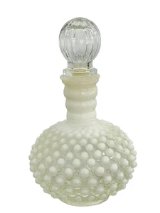 Fenton Hobnail White Opalescent Perfume or Cologne Bottle With Stopper - Picture 1 of 4