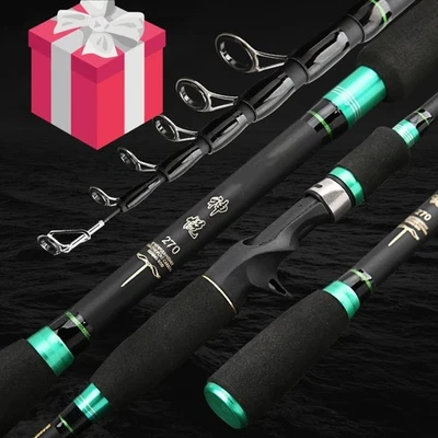 Telescopic Fishing Rods Carbon Fiber 1.8m/2.1m/2.4m/2.7m Casting Spinning Pole - Image 1 of 4