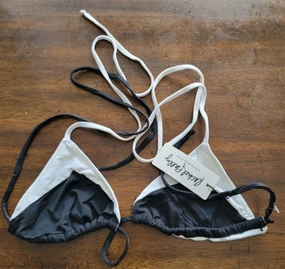 Nuevo con etiquetas Rachel Pally Delmar Negro Blanco Triángulo Corbata Halter Bikini Top de Natación 123562 Foto 1 de 2