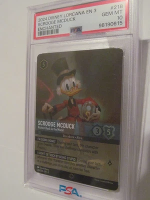 LORCANA SCROOGE MCDUCK ENCHANTED CARD PSA GRADE 10 DISNEY # 218 2024 INKLANDS - Image 1 of 4