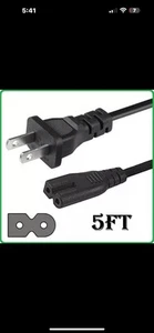 5Ft 2 Prong Polarized Power Cord for Vizio LED TV Smart HDTV AC Wall Cable - Picture 1 of 7