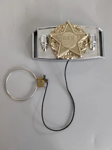 Fibbia cintura distintivo stella sceriffo occidentale giocattolo vintage con portachiavi estensibile - metallo - Foto 1 di 4