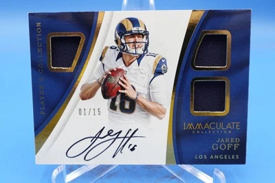 2017 Immaculate Players Collection Jared Goff On Card Auto Triple Patch 1/15 - Image 1 of 3