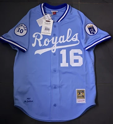 NWT 1987 BO JACKSON Kansas City Royals Mitchell & Ness Jersey 44 LG retail $300 - Image 1 of 4