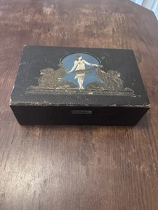 Vtg NEOCLASSICAL BOX WINGED LIONS GODDESS EMBOSSED MIRROR FIGURAL RELIEF SPHINX - Picture 1 of 8