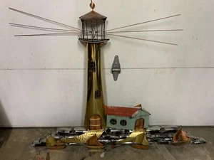 RARE MCM Lighthouse Nautical Mid Century Modern Wall Art Sculpture Brass Copper - Picture 1 of 17