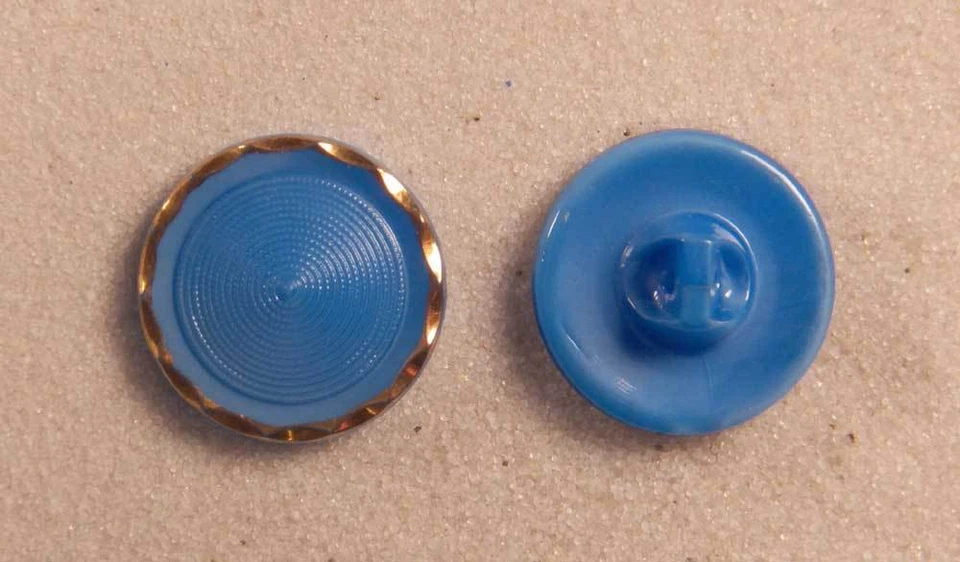 Button Set Satin Glass Light Blue Round Bullseye Gold 11/16” 18mm 28L Czechia - Image 1 of 1