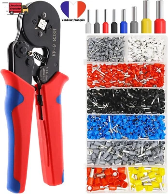 Sertissage Embout de Câblage 1250 Cosses 0,5-10mm² Pince à Sertir Kit Outil de - Photo 1/4