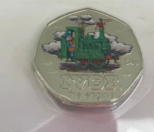 2025 GUERNSEY IVOR THE ENGINE COLOR FIFTY 50 PENCE COIN BU - Bild 1 von 2