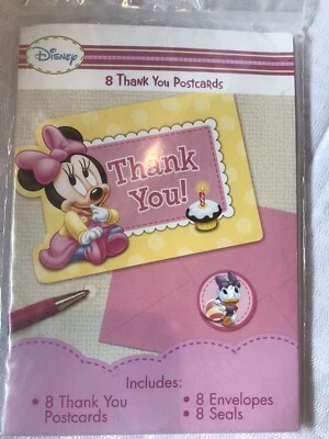 Minnie's 1st Birthday Party Supplies Thank you postcards with envelopes 8ct. - Image 1 of 2