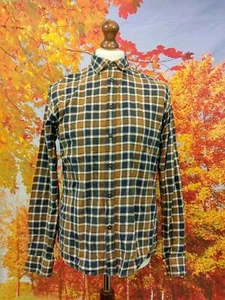 Jigsaw blue brown check brushed cotton madras plaid Shirt. UK men's size Medium - Picture 1 of 10