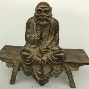 Segen alte chinesische Bronze Kupfer Handarbeit Dharma Buddha Statue - Bild 1 von 5