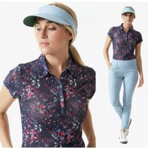 NWT DAILY SPORTS $125 Elisabet Dot Print Mesh Short Sleeve Polo Shirt Size M - Picture 1 of 9