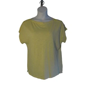Talbots XL Yellow Knit Shirt Top Tee Button Detail - Picture 1 of 3