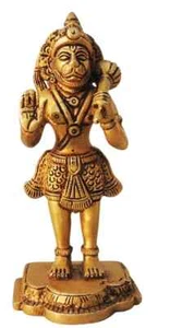 Hanuman Ji Brass Statue Bajrangbali Idol Religious Figurine Sculpture 5 Inch - Picture 1 of 3