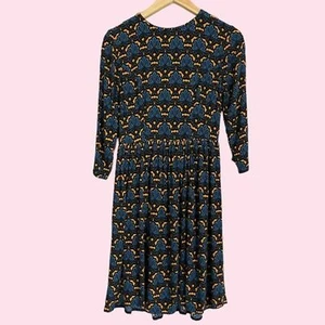 ASOS gemustertes Kleid blau Langarm detaillierter Print - Bild 1 von 10