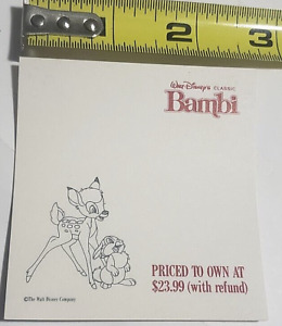VINTAGE 1989 Walt Disney Company 4-Sheet 3M Post-It Pad Promoting 1st Bambi VHS