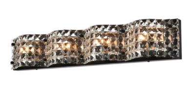 Wall Sconce Light Fixture Crystal and Chrome Bathroom Vanity Dining Room Black - Image 1 of 4