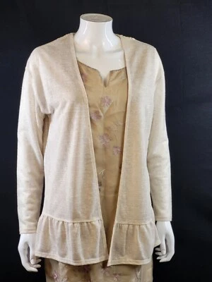 M&S Collection Natural Lightweight Cardigan Embroidered Detail Polyester trim - Image 1 of 4