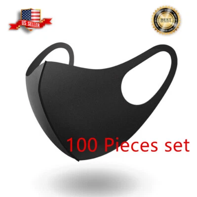 100Pcs Reusable Washable Soft Foam Cloth Face Mask Cover Stretchable Adult Size - Image 1 of 4