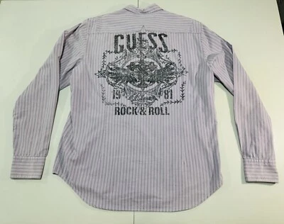 Guess Rock & Roll Cowboy Shirt Mens Sz XL Western Long Sleeve Print Studs - Image 1 of 4