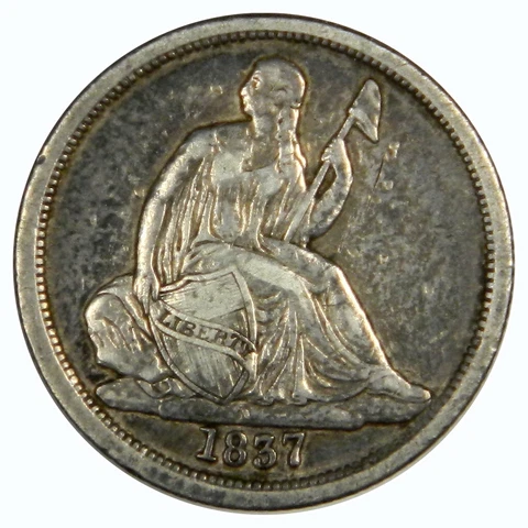1837 SEATED LIBERTY DIME ~ NO STARS ~ SOLID XF PRICED RIGHT! Cover
