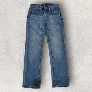 EUC Gap GapKids Boys Jeans 10 Slim Blue Denim Straight Leg Medium Wash Adj Waist - Picture 1 of 11