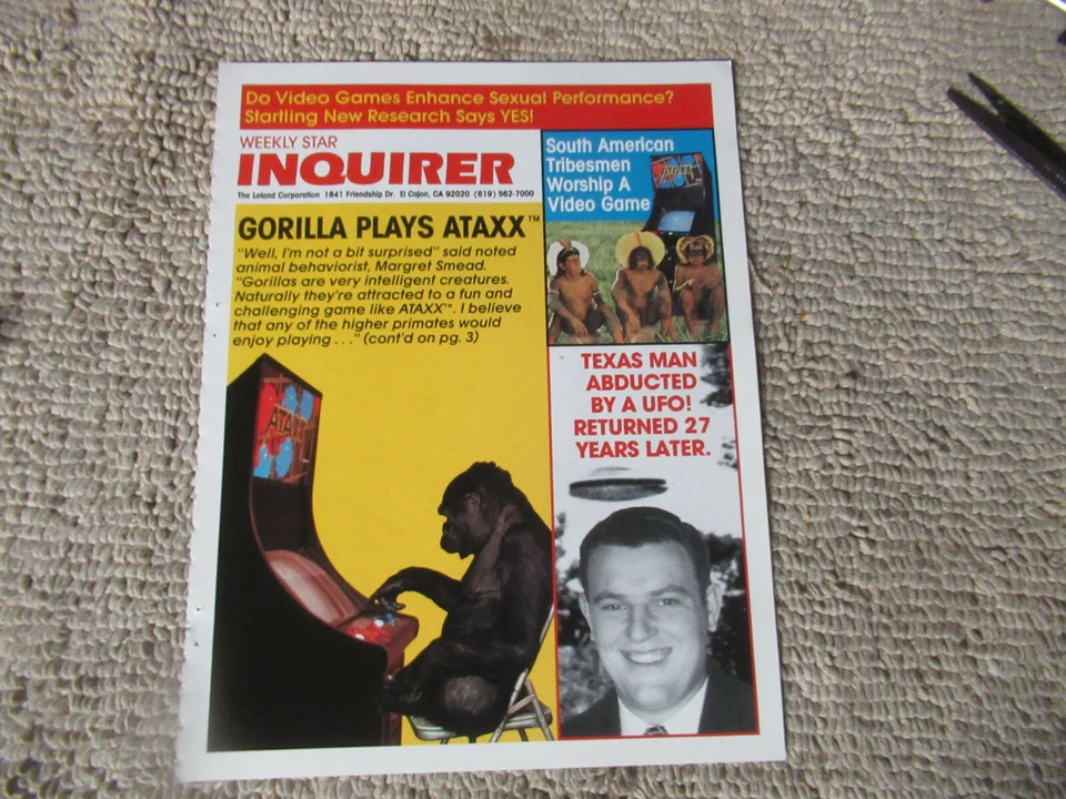 oRIGINAL gorilla  11- 8.5''  ATAXX LELAND   arcade video game  AD FLYER - Image 1 of 1