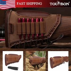 TOURBON Hunting Cheek Rest Butt Stock Cover Rifle Ammo Holder Recoil Pad Canvas - Picture 1 of 24