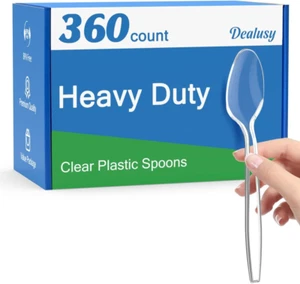 360 Count Clear Plastic Spoons Disposable, Bpa-Free, Heat Resistant, Solid and D - Picture 1 of 11