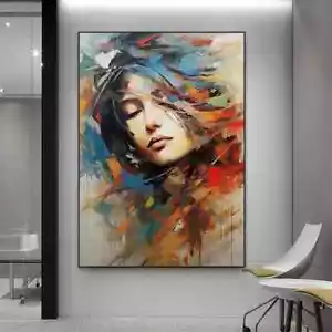 Abstract Women Canvas Painting Print Graffiti Art Poster Colorful Woman Wall Art - Picture 1 of 6