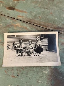 Vintage 1930’s Photo Of 3 Boys And A Bicycle 3 Wheel Tricycle Cute Depression 4” - Picture 1 of 9