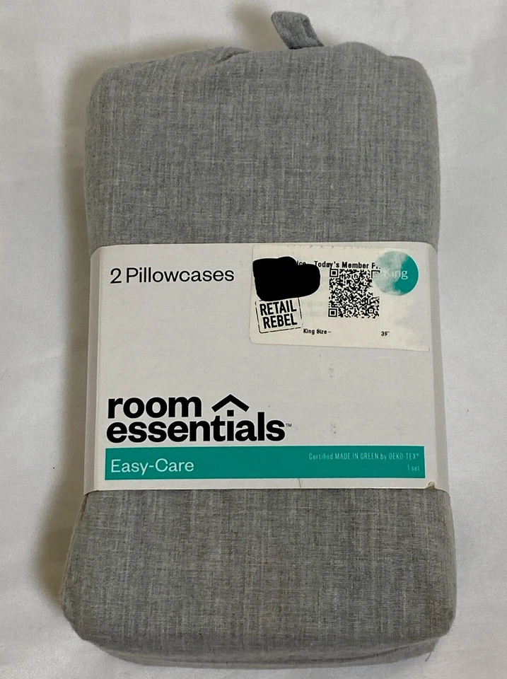 2 fundas de almohada Room Essentials tamaño king gris Foto 1 de 1