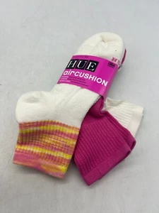 HUE Aircushion Mini Crew Paradise Pink & White Socks 3 Pack One Size U12802 - Picture 1 of 5
