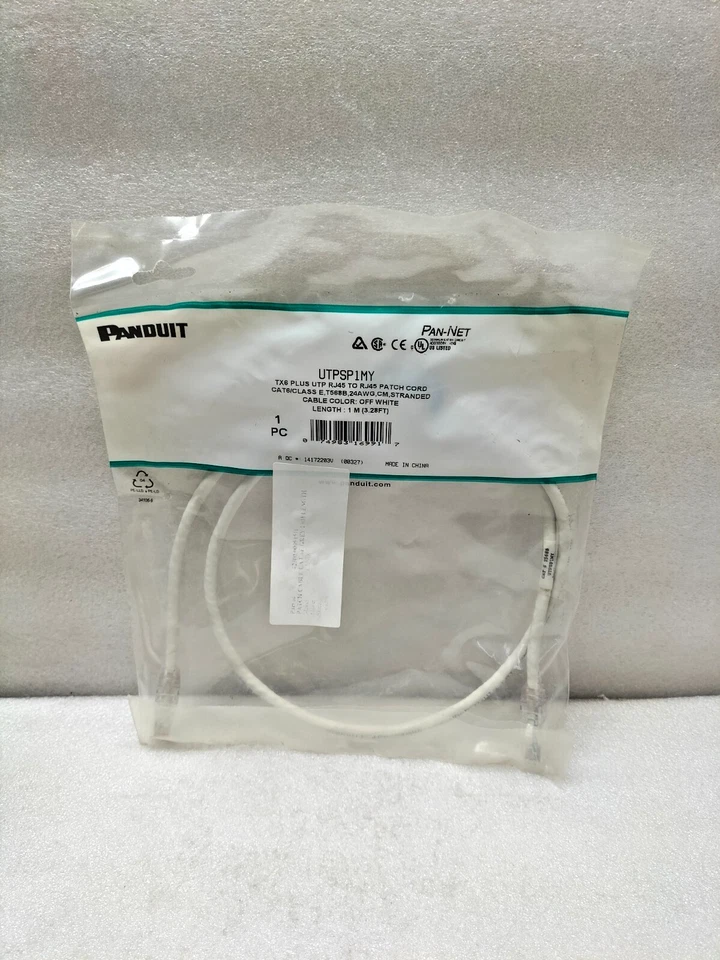PANDUIT UTPSP1MY PATCH CORD TX6 PLUS UTP RJ45 TO RJ45 CAT6 CLASS E 1 MT 24AWG - - Image 1 of 4