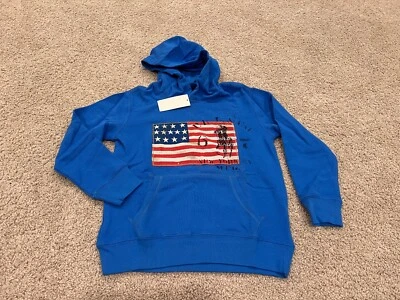 Polo Ralph Lauren BOY'S big pony hoodie hooded sweatshirt S 8 red blue RL 67 NY - Image 1 of 4