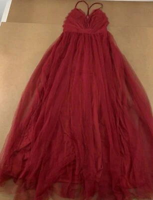 Minuet Women's Size Small Burgundy Sleeveless V Neck Front Slit Maxi Dress NWT - Image 1 of 4