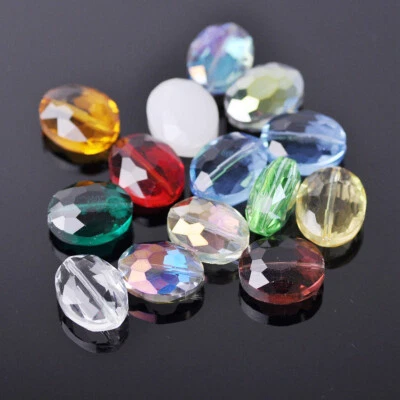 10pcs Oval Faceted Crystal Glass Beads 12x9mm 16x12mm 20x16mm for Jewelry Making - Image 1 of 4