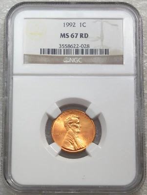 1992 P Lincoln Cent NGC MS67RD Bright Red Stunning Luster, PQ #K235Z - Image 1 of 4