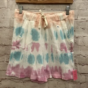 Simply Southern Girls Candy Tie Dye Waffle Knit Lounge Shorts Pink Purple XL NEW - Picture 1 of 5